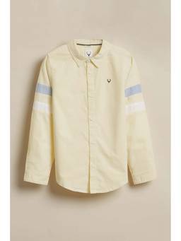 Allen Solly - Boys Yellow Regular Fit Stripe Detail Sleeves Casual Shirt (7-8 Years)