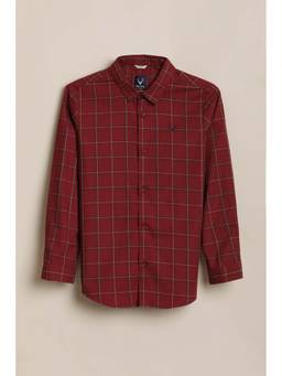Allen Solly - Boys Maroon Checked Casual Shirt