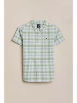 Allen Solly - Boys White and Green Checked Casual Shirt