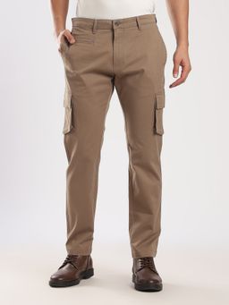 MR BUTTON - Brown Cotton Regular Fit Cargo Pant