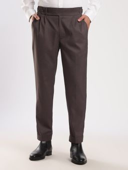 MR BUTTON - Brown Poly Regular Fit Gurkha Trouser
