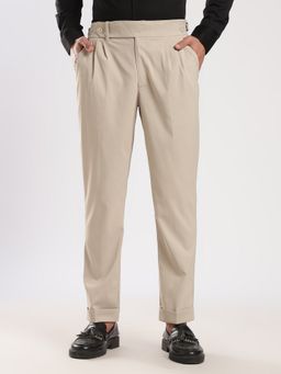 MR BUTTON - Beige Poly Regular Fit Gurkha Trouser