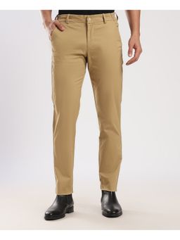 MR BUTTON - Beige Cotton Regular Fit Travel Trouser