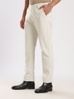 MR BUTTON - Cream Regular Fit Travel Trouser
