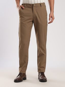 MR BUTTON - Brown Regular Fit Travel Trouser
