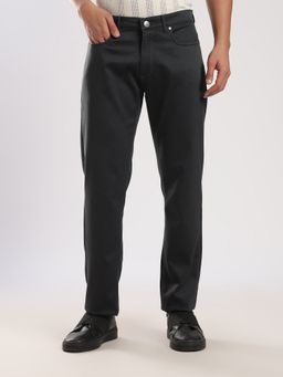 MR BUTTON - Grey Cotton Regular Fit Travel Trouser