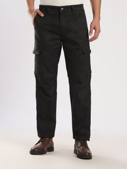MR BUTTON - Navy Blue Cotton Regular Fit Cargo Pant