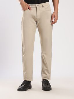 MR BUTTON - Beige Cotton Regular Fit Trouser