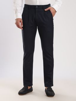 MR BUTTON - Navy Blue Cotton Linen Trouser