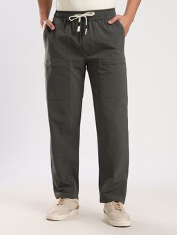 MR BUTTON - Olive Poly Relaxed Fit Travel Trouser