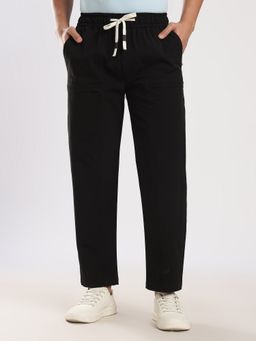 MR BUTTON - Black Poly Relaxed Fit Travel Trouser