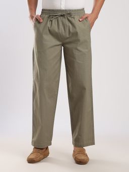 MR BUTTON - Olive Regular Fit Linen Trouser