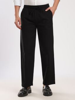 MR BUTTON - Black Regular Fit Linen Trouser