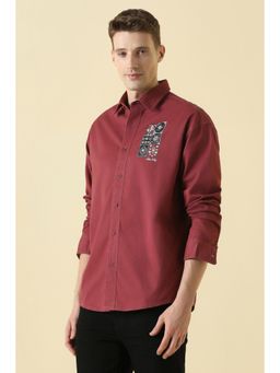 Allen Solly - Men Maroon Relaxed Fit Full Sleeves Casual Shirt