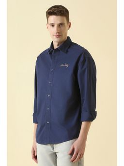 Allen Solly - Men Navy Blue Relaxed Fit Full Sleeves Casual Shirt