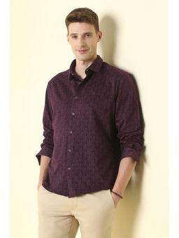 Allen Solly - Men Wine Comfy Slim Fit Print Full Sleeves Casual Shirt