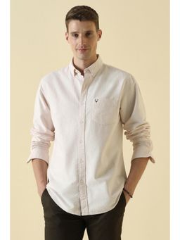 Allen Solly - Men Pink Regular Fit Textured Full Sleeves Casual Shirt