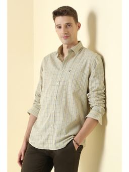 Allen Solly - Men Beige Classic Fit Check Full Sleeves Casual Shirt
