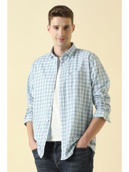Allen Solly - Men Light Blue Classic Fit Check Full Sleeves Casual Shirt