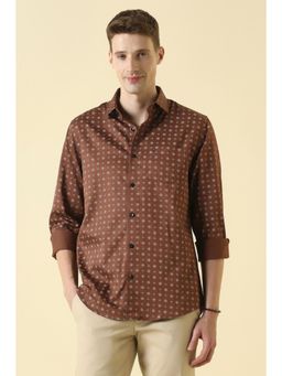 Allen Solly - Men Brown Classic Fit Print Full Sleeves Casual Shirt