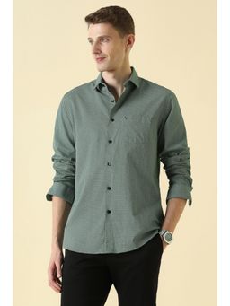 Allen Solly - Men Green Classic Fit Textured Full Sleeves Casual Shirt