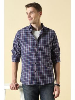 Allen Solly - Men Navy Classic Fit Check Full Sleeves Casual Shirt