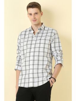 Allen Solly - Men White Classic Fit Check Full Sleeves Casual Shirt