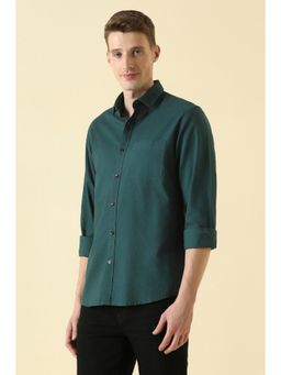 Allen Solly - Men Green Classic Fit Solid Full Sleeves Casual Shirt