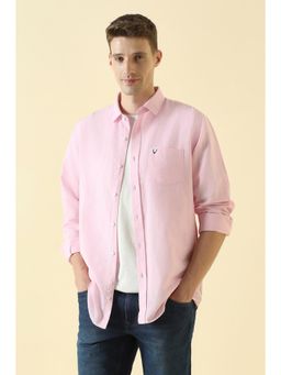 Allen Solly - Men Pink Classic Fit Solid Full Sleeves Casual Shirt