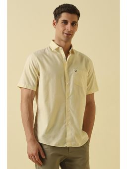 Allen Solly - Men Beige Classic Fit Solid Half Sleeves Casual Shirt