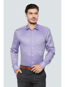 Louis Philippe - Men Purple Textured Full Sleeves Formal Shirt
