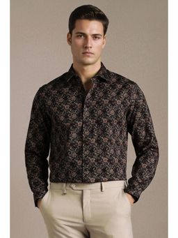 Louis Philippe - Men Black Print Full Sleeves Formal Shirt