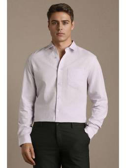 Louis Philippe - Men Lilac Solid Full Sleeves Formal Shirt