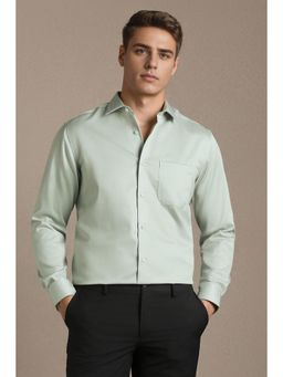 Louis Philippe - Men Green Textured Full Sleeves Formal Shirt