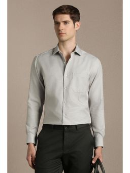 Louis Philippe - Men Grey Textured Full Sleeves Formal Shirt