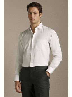 Louis Philippe - Men White Textured Full Sleeves Formal Shirt