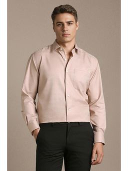 Louis Philippe - Men Light Mauve Textured Full Sleeves Formal Shirt