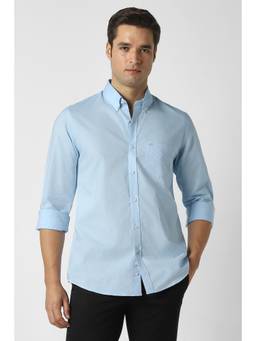 Peter England - Men Light Blue Slim Fit Solid Casual Shirt