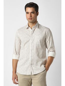 Peter England - Men White Slim Fit Print Casual Shirt