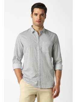 Peter England - Men White Slim Fit Print Casual Shirt