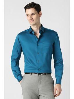 Peter England - Men Teal Regular Fit Full Sleeves Formal Shirt