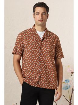 Peter England - Men Brown Regular Fit Print Casual Shirt