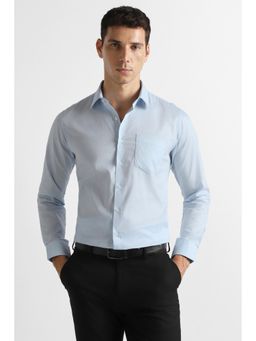 Van Heusen - Men Light Blue Textured Full Sleeves Wedding Formal Shirt
