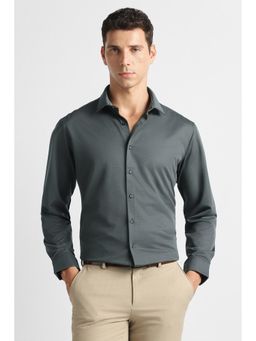Van Heusen - Men Grey Textured Full Sleeves Formal Shirt