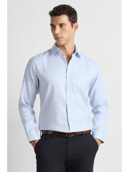 Van Heusen - Men Light Blue Textured Full Sleeves Formal Shirt