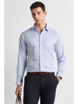 Van Heusen - Men Light Blue Textured Full Sleeves Formal Shirt