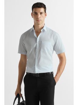 Van Heusen - Men Light Blue Print Half Sleeves Formal Shirt