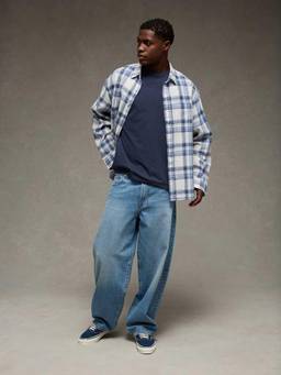 American Eagle - Ae Relaxed Linen-Blend Button-Up Casual Shirt