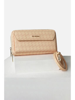 Van Heusen - Women Beige Print Casual Wallet with Detachable Strap
