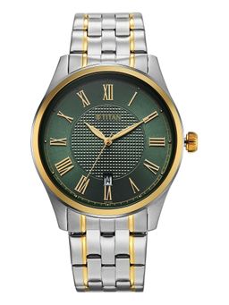 Titan - Neo Roman Quartz with Green Dial Dual Tone Stainless Steel Watch - 10063BM01 (M)